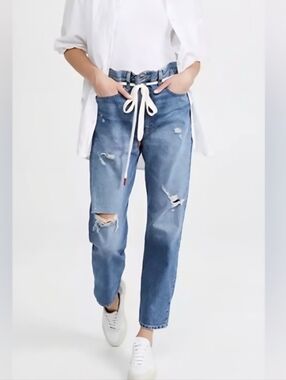 Denimist Harper Shoelace Jeans 29 Slouchy High Rise Relaxed Straight Distressed